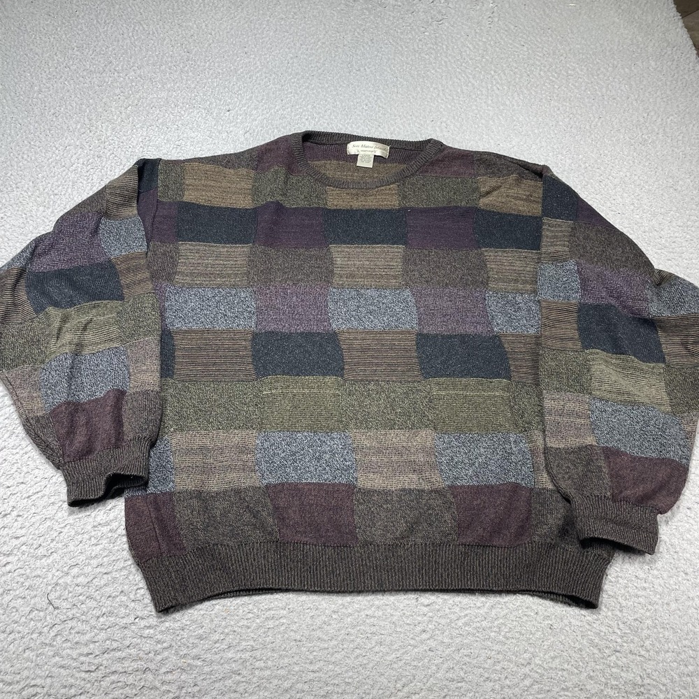 San Mateo Island Sweater Mens Large Multicolor Geometric Knit Crewneck Pullover